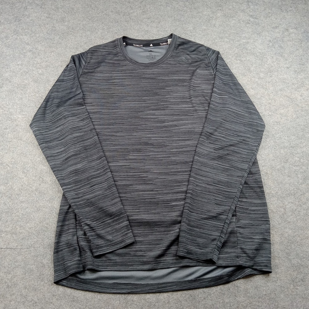 Adidas‎ Shirt Mens XL Gray Climalite Long Sleeve Athletic Running Top CV4778